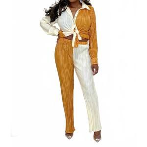 NEW AZURA half and half two-toned plisse set in cream/apricot